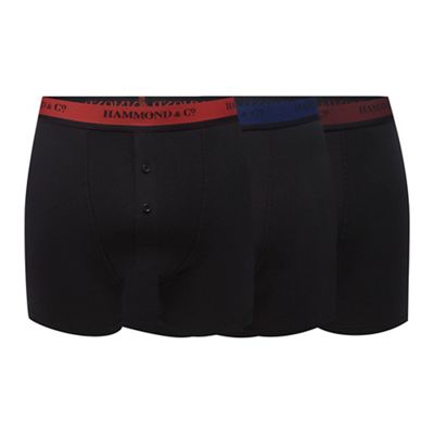 Hammond & Co. by Patrick Grant Big and tall pack of three black logo waistband boxer shorts